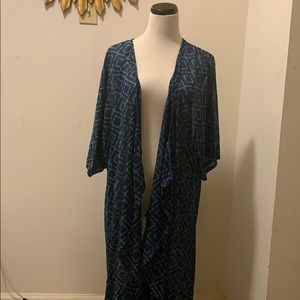 green and blue ikat swim coverup